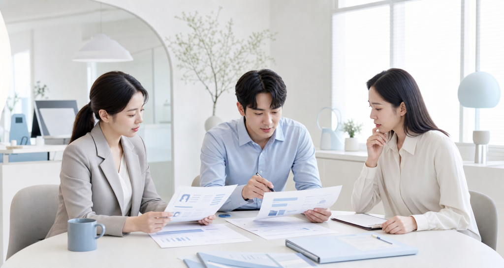 채용·마케팅 컨설팅 회의 장면